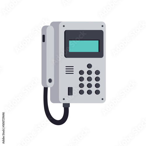 Intercom device with numeric keypad and display, transparent background, vector