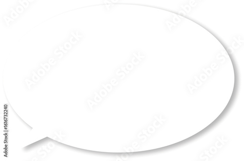 白いドロップシャドウ。横長の楕円形の吹き出し。影がある３D。