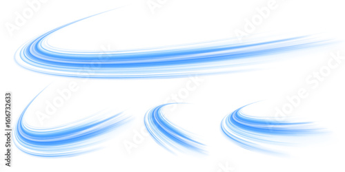 Vector illustration PNG of fast data transfer with luminous neon waves and sparkling spiral sparks. Curved bright speed lines swirl dynamically on a dark background.