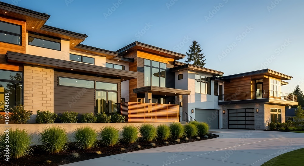 Fototapeta premium Modern Home Exterior Architecture Real Estate Photo