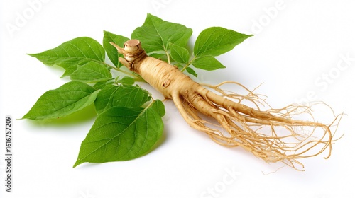 Premium Fresh Ginseng Root and Female Ginseng Dong Quai Herbal Image