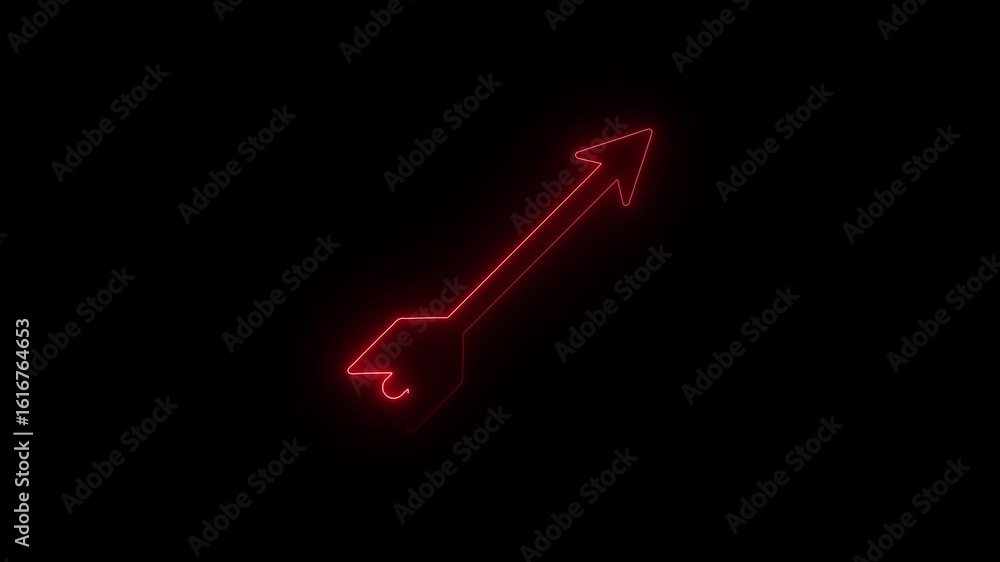 Red Neon Arrow Pointing Upward Against Black Background Abstract Motion Graphic Red Neon Arrow Pointing Upward Against Black Background Abstract Motion Graphic