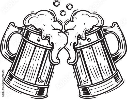 Beer Cheers Silhouette PNG – Pub Night Vector for Party and Drink Crafts