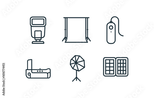 straight perfect stroke icon mono icons style isolated photographer eternal unit photographer backdrop stand photographer remote shutter photographer battery grip photographer studio softbo