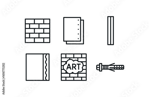 straight perfect stroke icon mono icons style isolated brick veneer tile drywall sheet support beam insulation foam panel graffiti stencil anchor