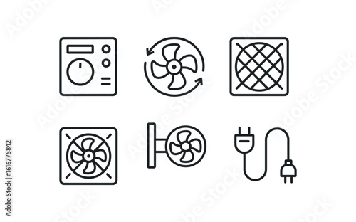straight perfect stroke icon mono icons style isolated industrial fan control panel industrial fan oscillation hub industrial fan filter mesh industrial fan noise suppressor industrial fan