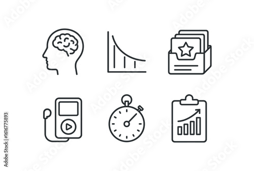 straight perfect stroke icon mono icons style isolated memorization memory builder memorization retention curve graph memorization cue card holder memorization prompt player memorization