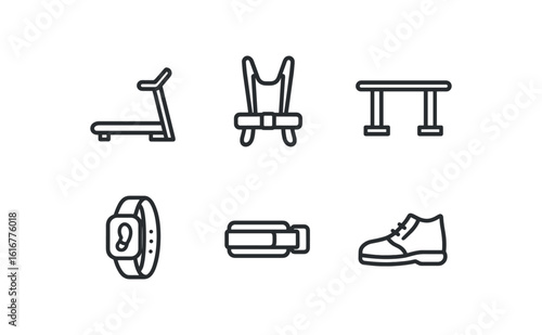 straight perfect stroke icon mono icons style isolated walking therapy treadmill track mat walking therapy gait belt harness walking therapy bar rail walking therapy pedometer wristband