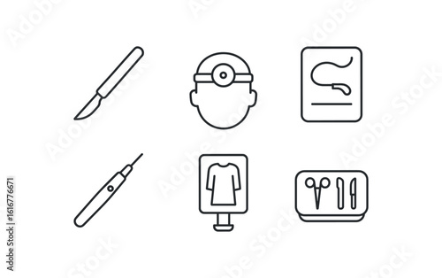 straight perfect stroke icon mono icons style isolated suron scalpel handle suron loupe suron suture pack suron electrocautery pencil suron gown dispenser suron instment tray