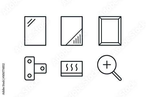straight perfect stroke icon mono icons style isolated mirror reflective glass pane mirror backing coat mirror bevelled fe mirror mounting bracket mirror anti fog strip mirror magnification