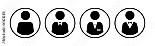 User Icon vector with several clothing versions for web and mobile app. People icon set. Person sign and symbol. 