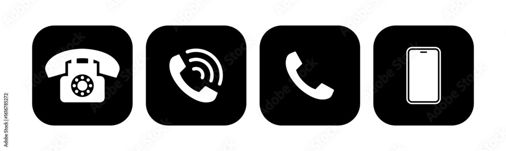 Phone icon symbol set. Old phone and smartphone logo sign shape vector illustration. Isolated on white background. Phone icon symbol set. Old phone and smartphone logo sign shape vector illustration. Isolated on white background.
