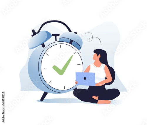 Flexible working hours, work life balance or focus and time management while working from home concept, young lady woman