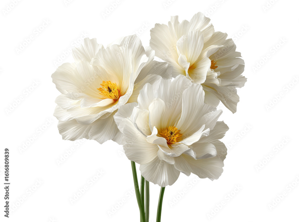 Fototapeta premium Elegant creamy white flowers isolated on black background. Isolated On Transparent Background