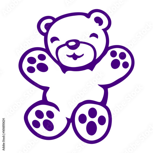 Purple Bear Happy Smile Cute Teddy Friendly Grizzly