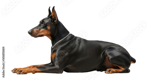 Cuadro en lienzo Isolated Lying Doberman