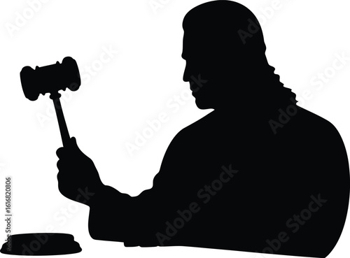 Judge with Gavel Silhouette Representing Justice and Legal System silhouette