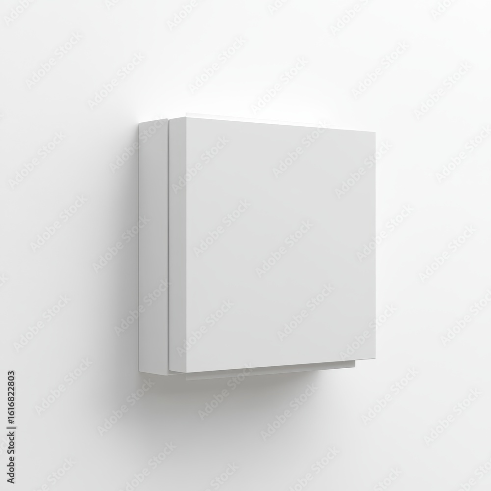 Empty white wall-mounted cabinet. Empty white wall-mounted cabinet.