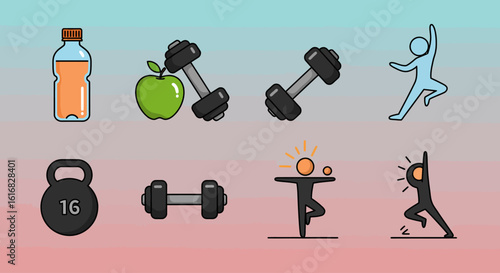 Healthy Lifestyle Cartoon Fitness, Exercise, Nutrition, and Well-being for a Balanced Life