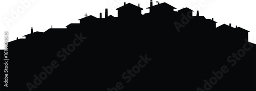 Pollution Over the City Skyline in Black and White Silhouette