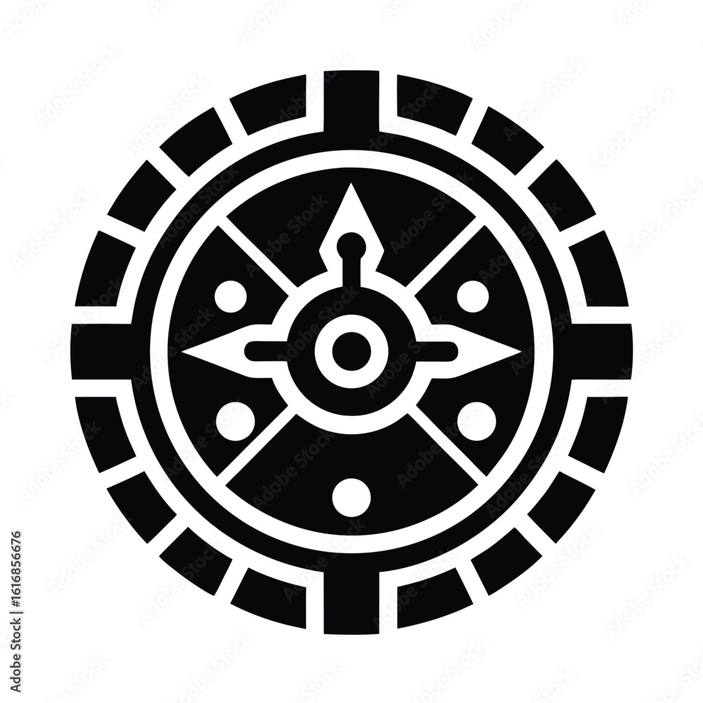 Fototapeta premium Mayan Clock Face Icon Vector Illustration