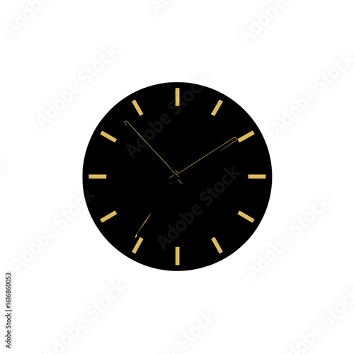 A Minimalist Black Clock with Golden Details.