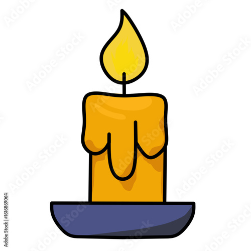 burning candle on a white background