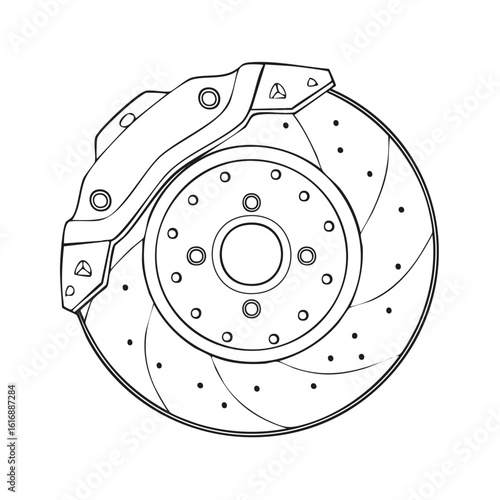 Performance Brake Caliper and Rotor Illustration with Perforations