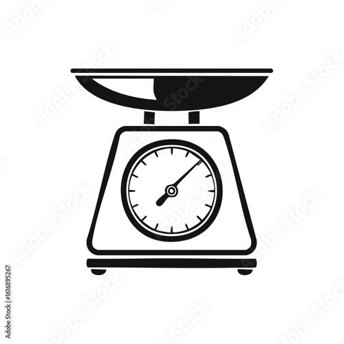 Vector illustration of a kitchen scale icon, weighing food measurement
