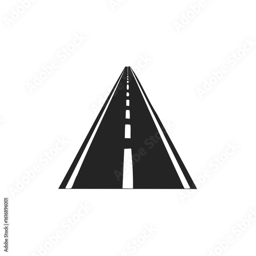 Abstract black and white graphic design of a straight road receding into the distance perspective