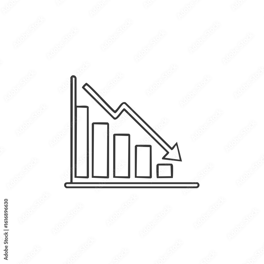 Falling financial chart graph showing business decline, economic downturn, failure concept Falling financial chart graph showing business decline, economic downturn, failure concept