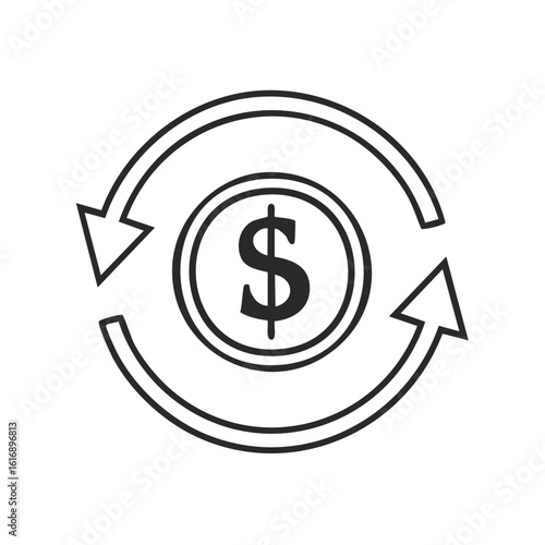 Money Flow with Arrow Circle Symbolizing Financial Transaction and Currency Exchange