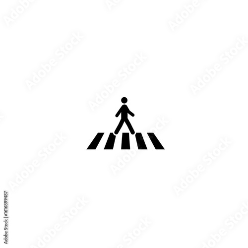 Confident pedestrian safely crosses busy street at marked crosswalk, symbolizing urban mobility and safety.