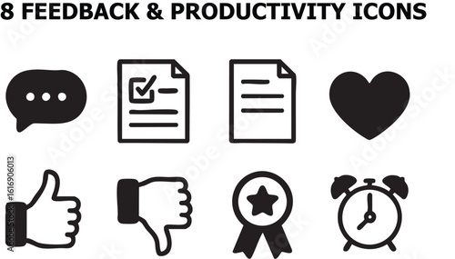 Minimal business line icons set