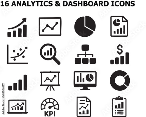 Corporate strategy and planning line icons