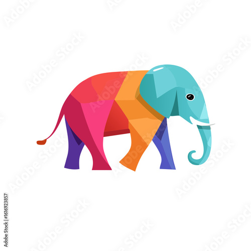 Colorful Elephant Icon Isol...