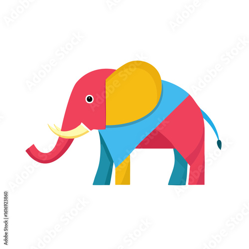 Colorful Elephant Icon Isol...