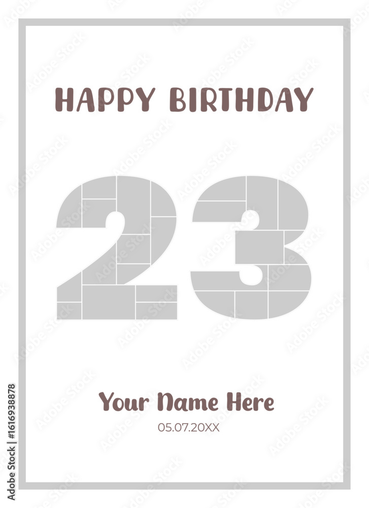 Fototapeta premium Photo grid layout for 24rd birthday or anniversary celebration minimalist number collage