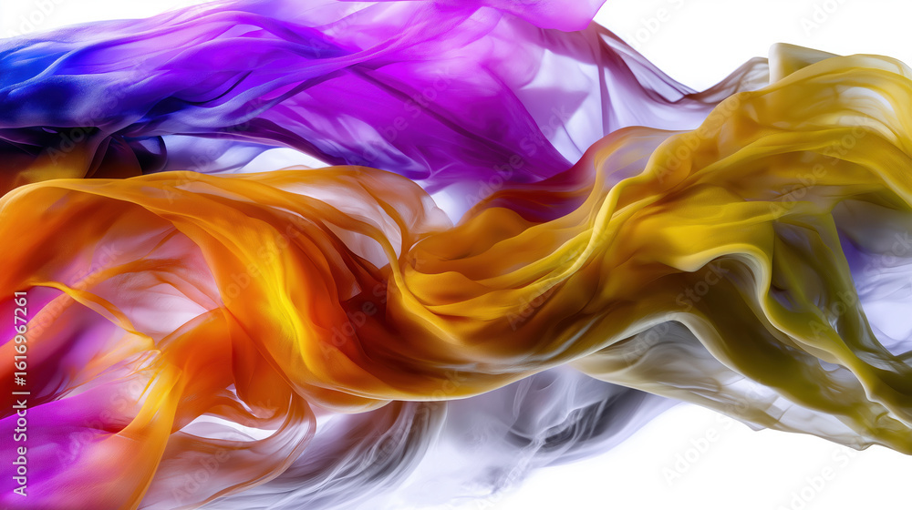 Obraz premium Colorful flowing fabric draped elegantly against a bright background