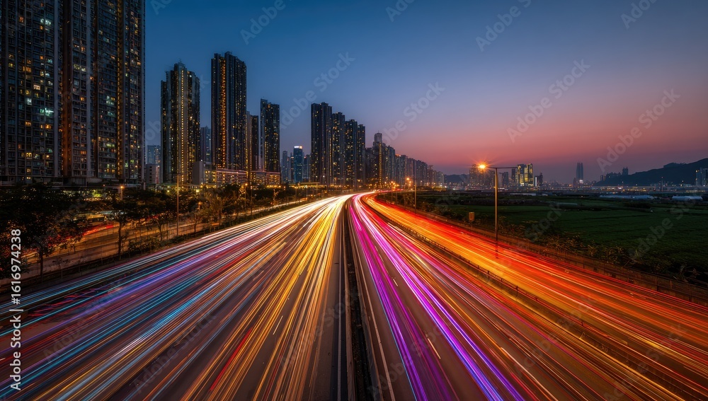 Fototapeta premium City highway at twilight