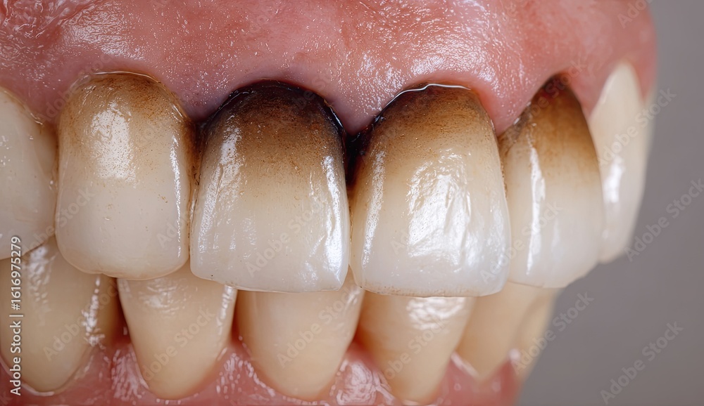 Obraz premium Close-up of stained teeth