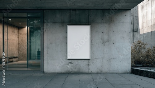 Blank advertisement poster on concrete wall