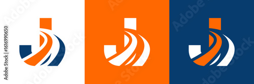 Letter  j with road logo, road icon, highway, lane icon, logo design in three colors vector