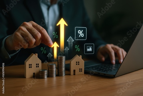 Businessman Analyzing Growth Trends in Real Estate Investment Strategy