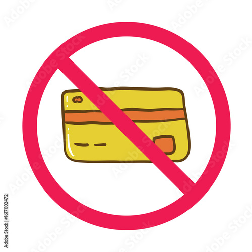 No credit card icon, forbidden card payment symbol for online shopping