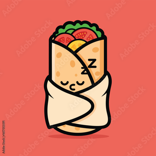 Adorable Cartoon Burrito Sleeping Peacefully with Zs.