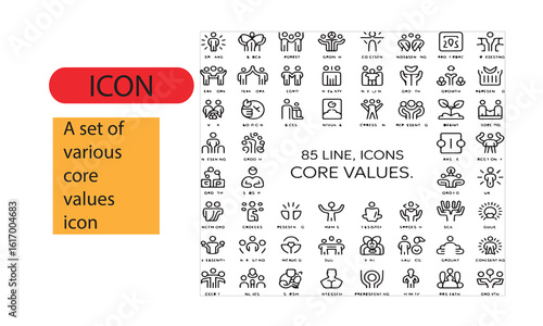 A set of various core values icon