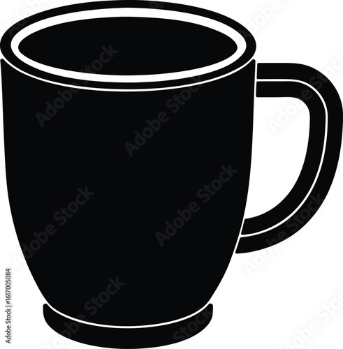 wide handle mug vector icon.
