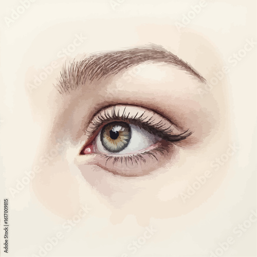 Artistic illustration of a detailed human eye with natural shades and textures
