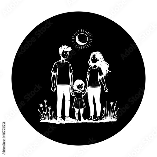 Illustration of a happy family enjoying time together under the sunlight, showcasing love and connection within the family bond